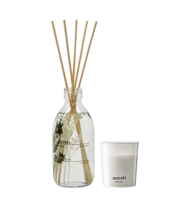 Meraki Gaveæske Verbena Drizzle Diffuser Fresh Linen-duftlys