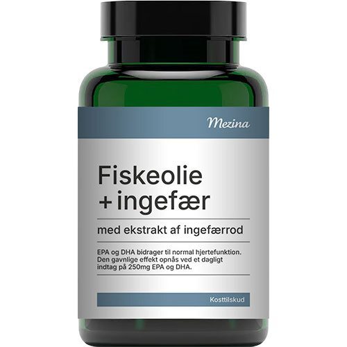 Mezina Fiskeolie Med Ekstrakt Af Ingefærrod 90 Kapsler