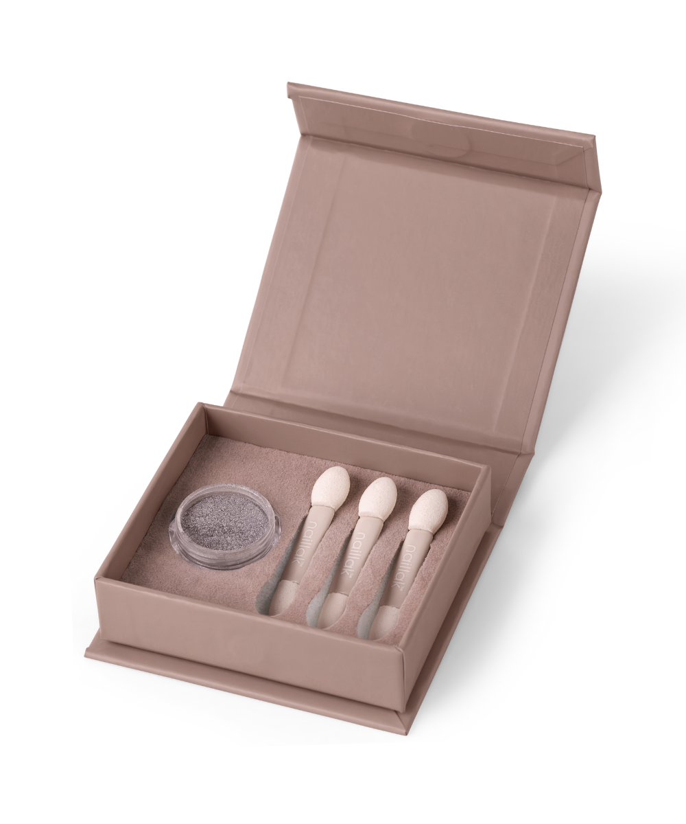 Naillak Chrome Powder Silver  Inkl    Applikatorer