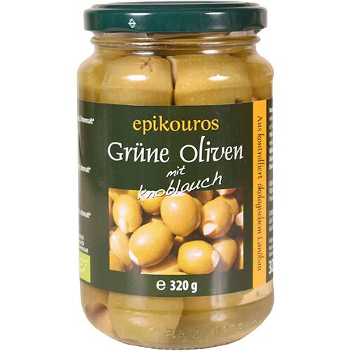 Oliven Grønne Hvidløg øko 320 Gram