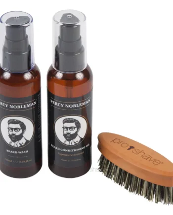 Percy Nobleman Skægsæt Med Skægbørste  Fibre  Og Skægshampoo   Skægolie  Scented