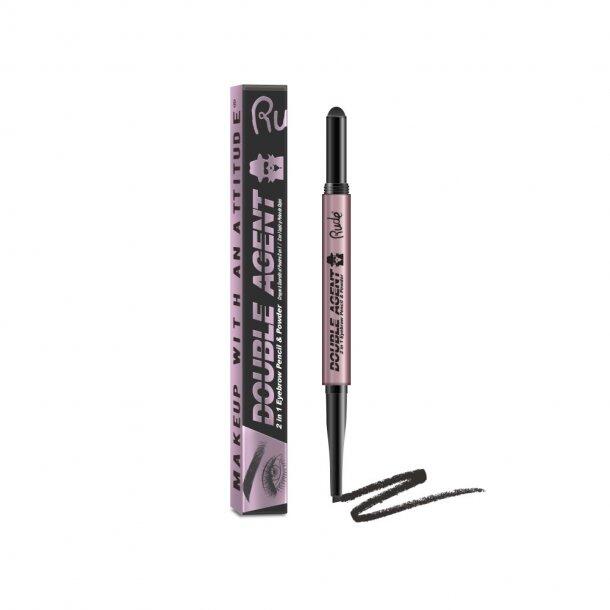 Rude Cosmetics Double Agent   In   Eyebrow Pencil   Powder Black Brown