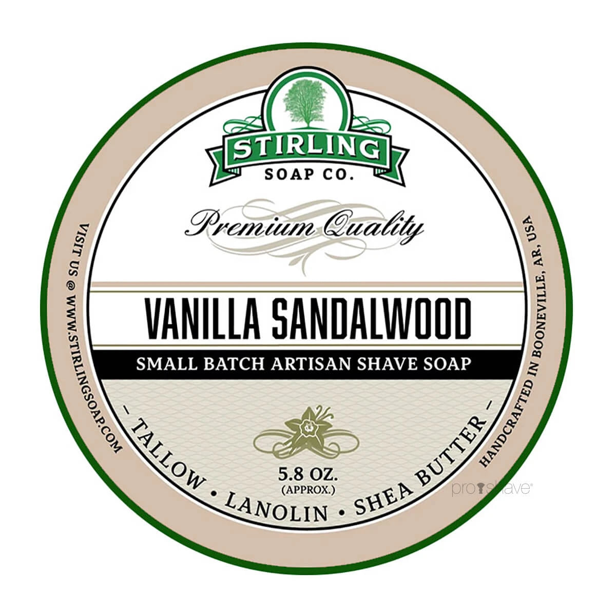 Stirling Soap Company Barbersæbe Vanilla Sandalwood 170 Ml