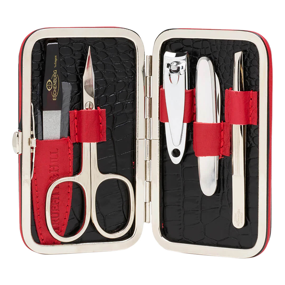 Truefitt Hill Manicuresæt Dele Faux Croc Black Red