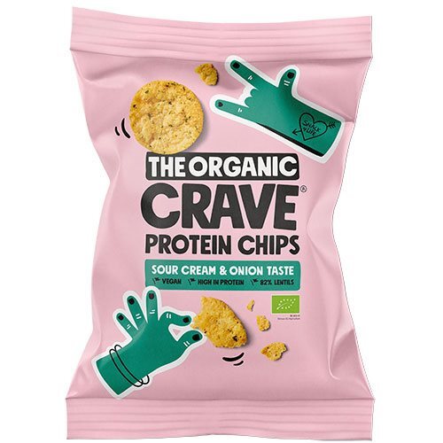 Veganske Protein Chips Sour Cream Onion økologiske 75 Gram