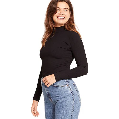Women Ribbed Turtleneck Top Sort Str