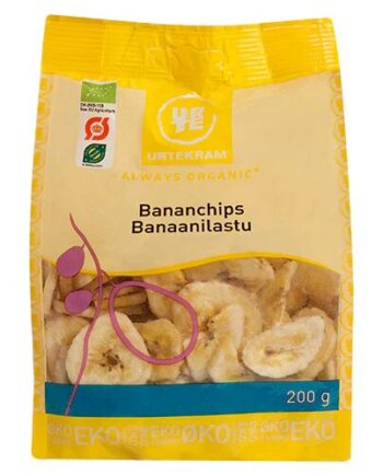 Bananchips Sprød Snack økologiske 200 Gram