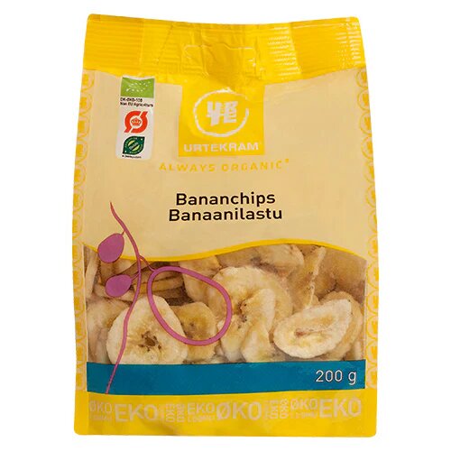 Bananchips Sprød Snack økologiske 200 Gram