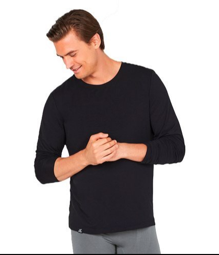 Boody Mens Long Sleeve Crew Neck  -shirt Sort Str