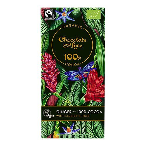 Chocolate And Love Chokolade 100  Kakao Med Kandiseret Ingefær    80g