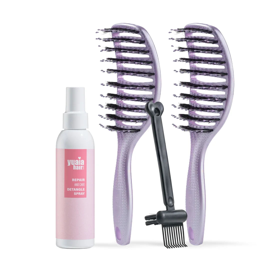 Ultimative Detangler Sæt   Stk Lavender  Gratis Hårserum Og Cleaning Brush