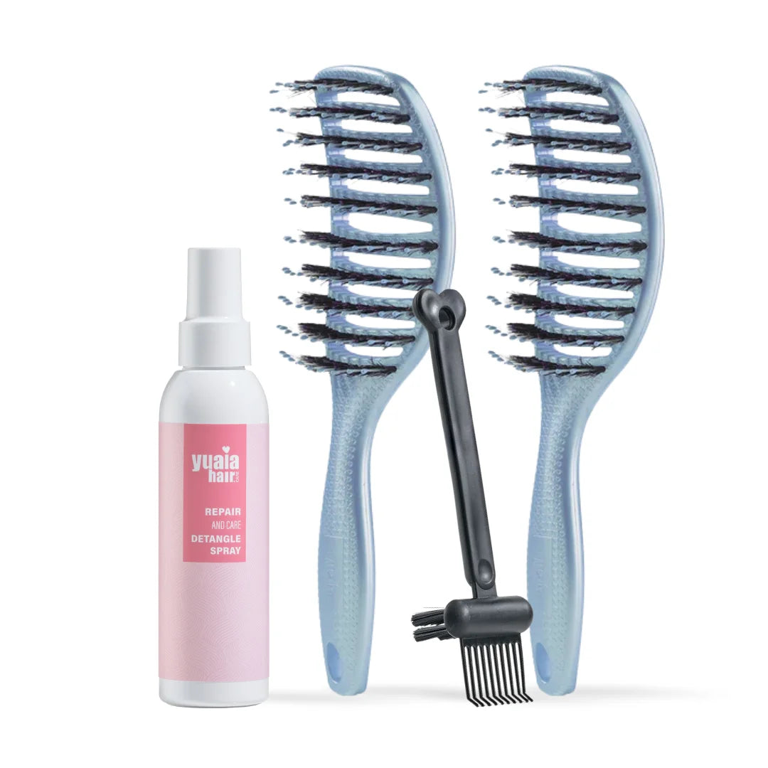 Ultimative Detangler Sæt   Stk Sky Blue  Gratis Hårserum Og Cleaning Brush