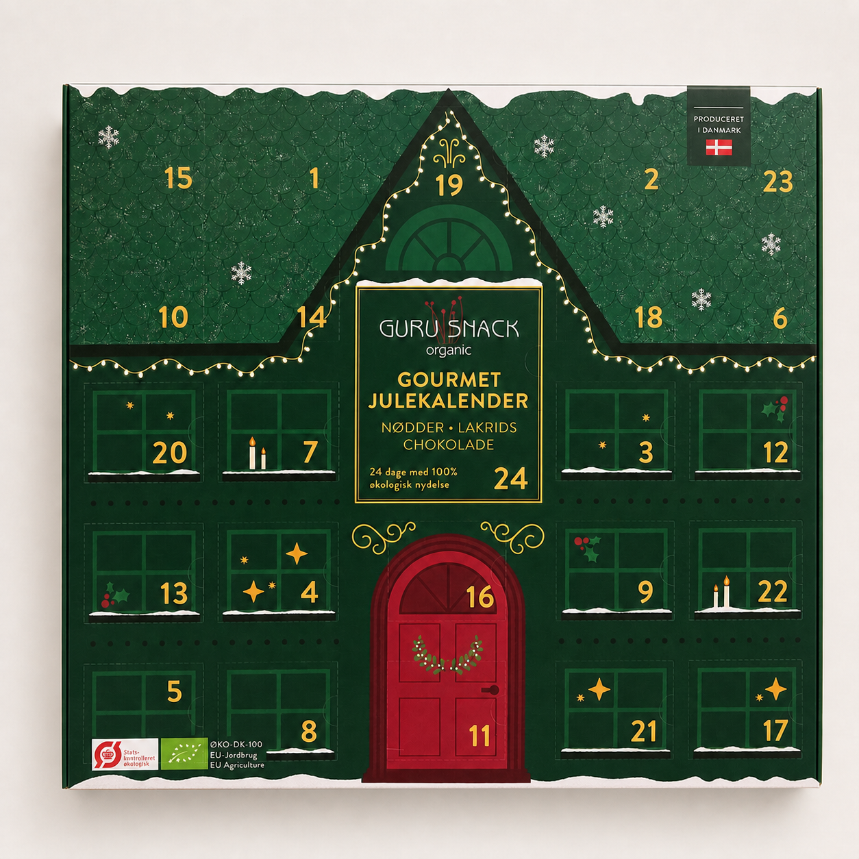 Guru Snack Gourmet Julekalender økologisk Stk Inkl Gratis Pose Guru Snack Cashew Nødder