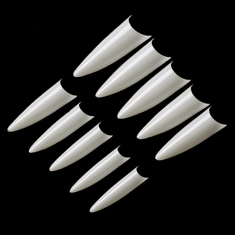 Lange Stiletto Negletipper Natur Clear Farver Kunstige Negle