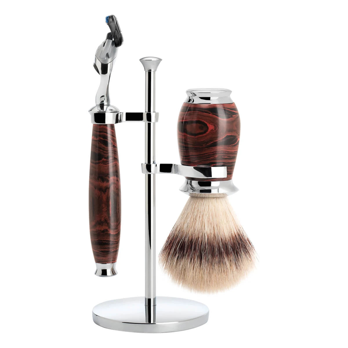 Mühle Shaving Barbersæt Med Fusion Skraber  Silvertip Fibreâ  Barberkost Og Holder  Purist  Ebonite