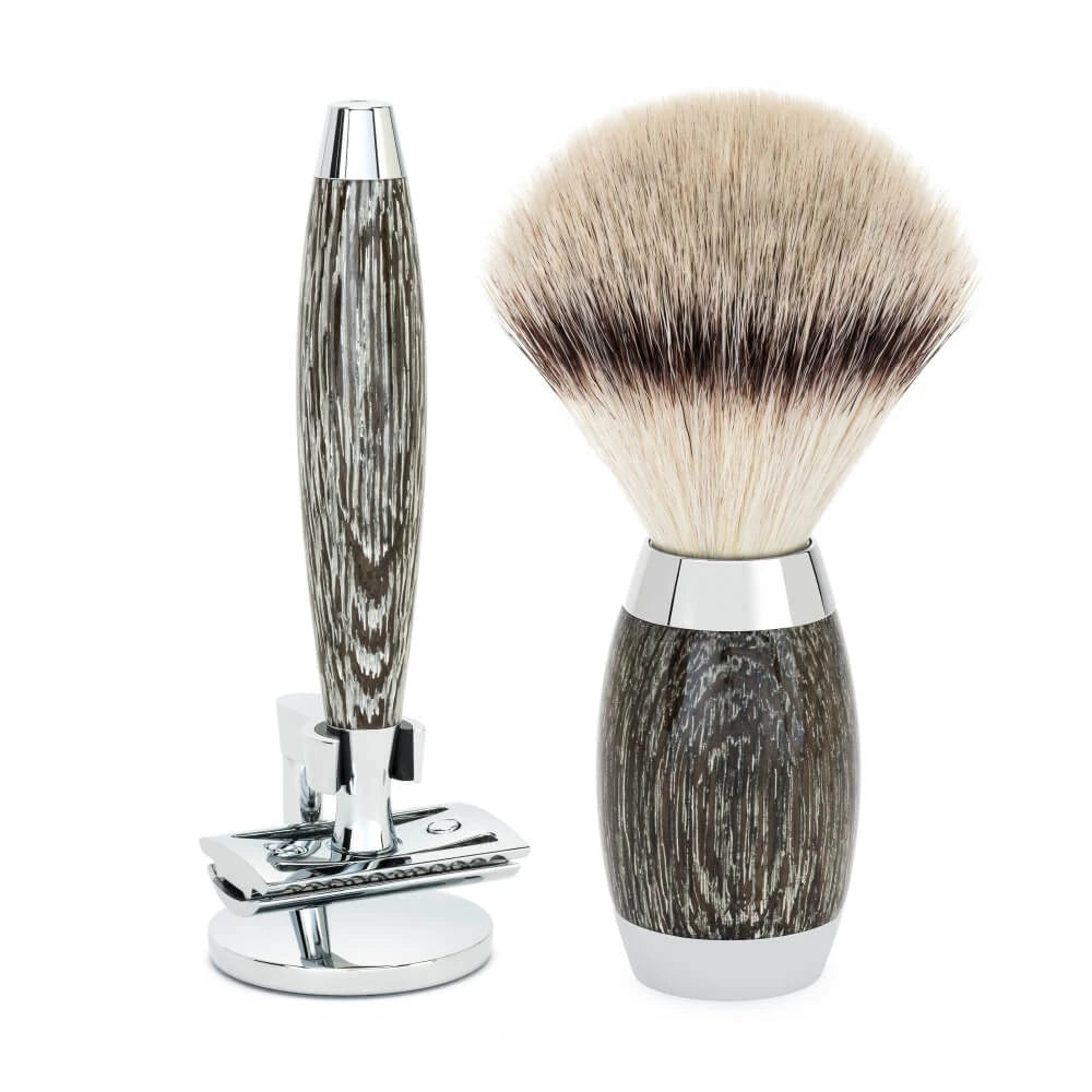 Mühle Shaving Edition No     Barbersæt Med De-skraber  Silvertip Fibreâ  Barberkost Og Holder Til Skraber  Moseeg   Sterling Sølv