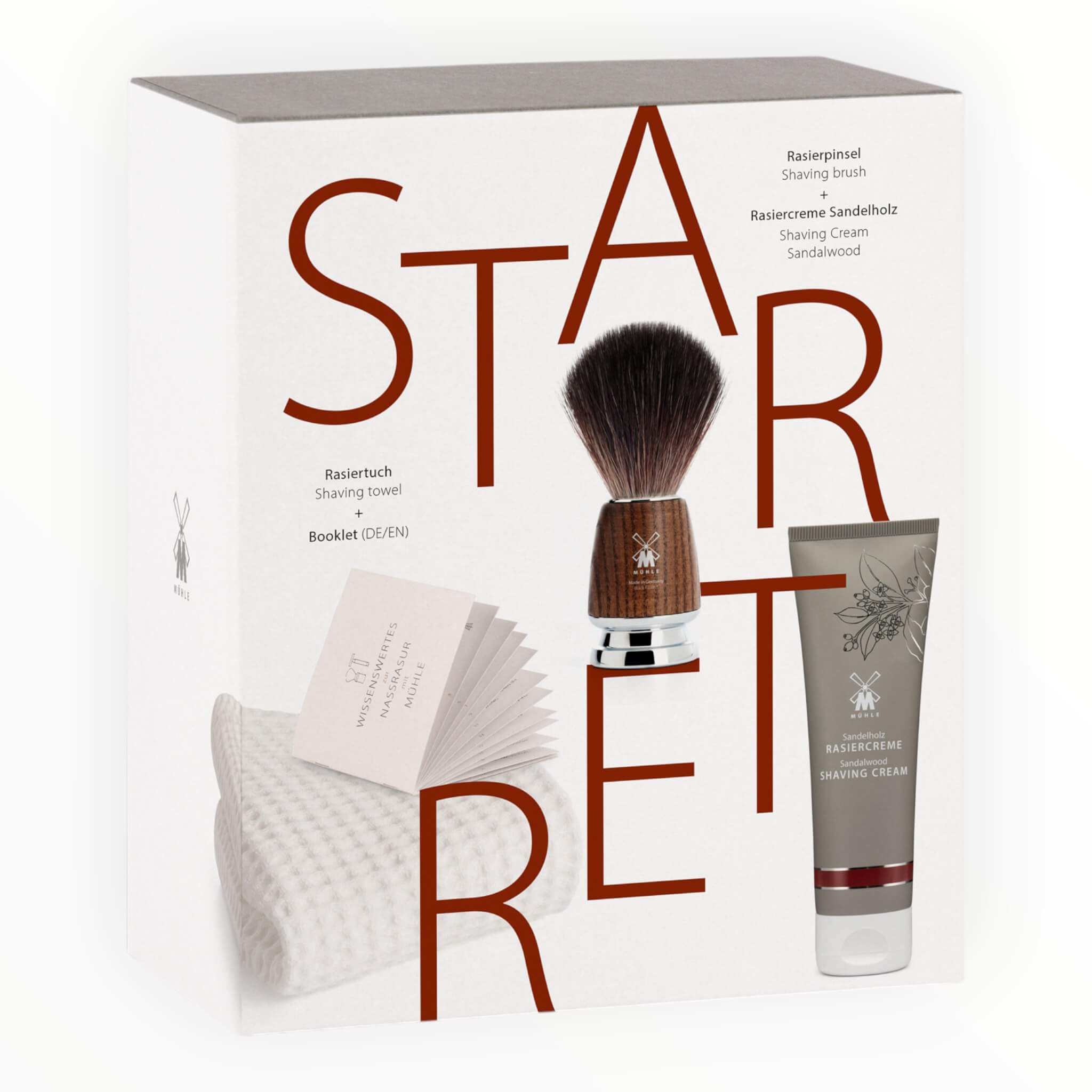 Mühle Shaving Gaveæske Med Barberkost  Barbercreme Og Barberhåndklæde  Starter