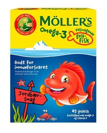 Møllers Omega-  Fisk Jordbær 45 Gum