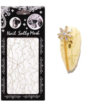 Nail Art Mesh   Guld Hvid