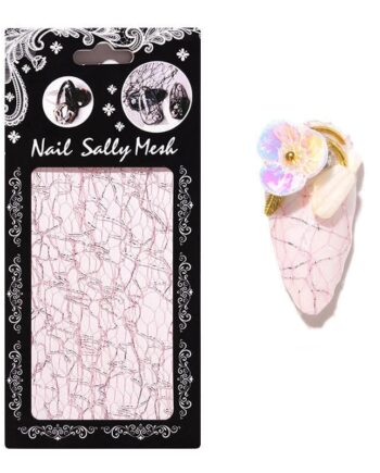 Nail Art Mesh   Pink Sølv