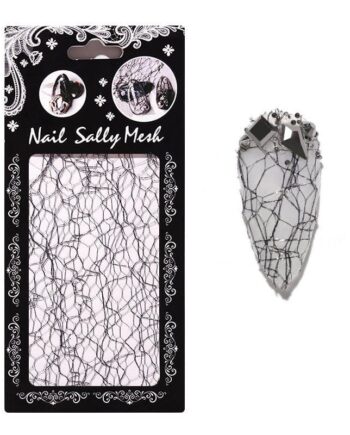 Nail Art Mesh   Sort Sølv