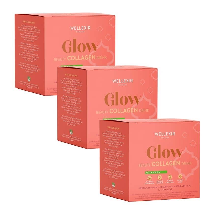 Wellexir Glow Beauty Drink Peach Ice Tea 30 Box X3