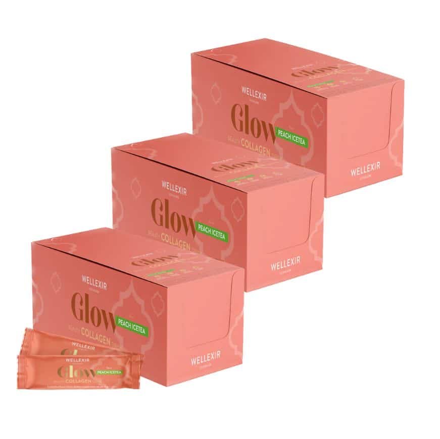 Wellexir Glow Peach Ice Tea 50 Sachet X3